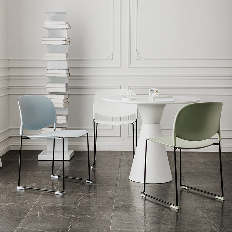 Contemporary Style Armless Chair Plastic Dining Chair with Metal Base