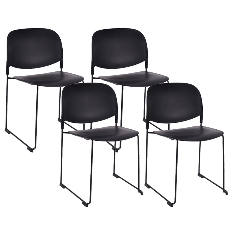 Contemporary Style Armless Chair Plastic Dining Chair with Metal Base