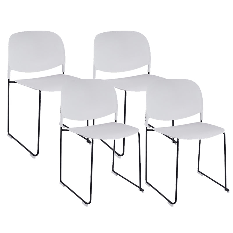 Contemporary Style Armless Chair Plastic Dining Chair with Metal Base