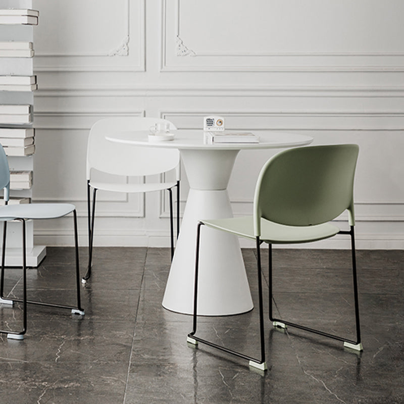 Contemporary Style Armless Chair Plastic Dining Chair with Metal Base