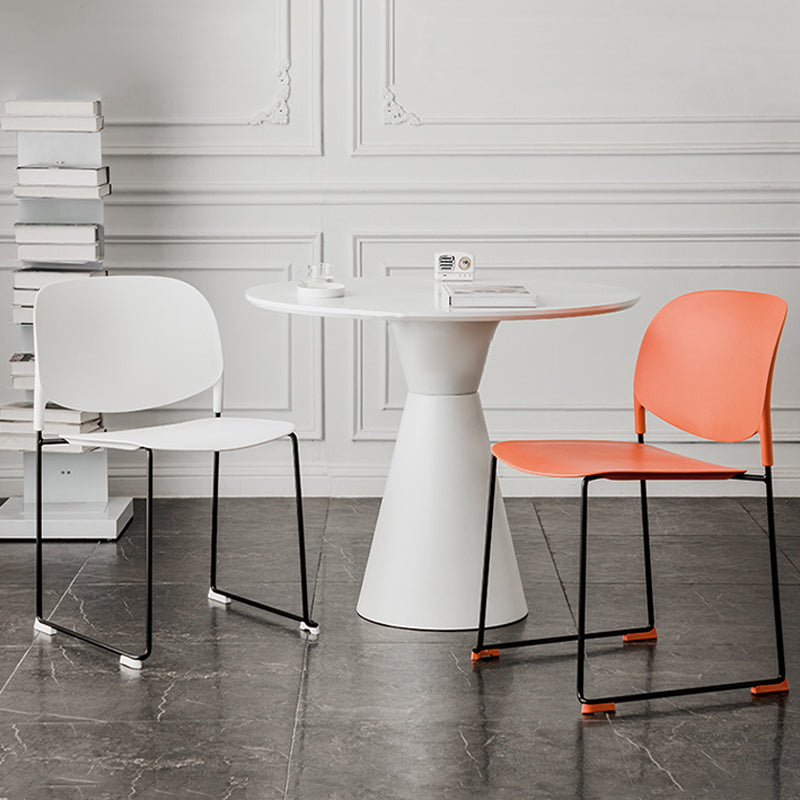 Contemporary Style Armless Chair Plastic Dining Chair with Metal Base