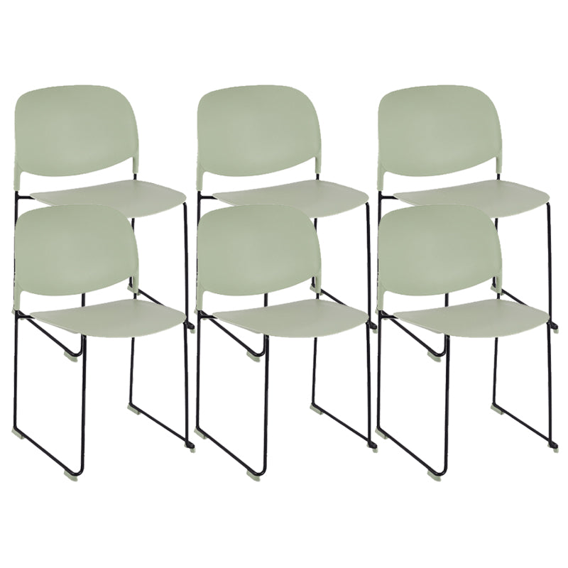Contemporary Style Armless Chair Plastic Dining Chair with Metal Base