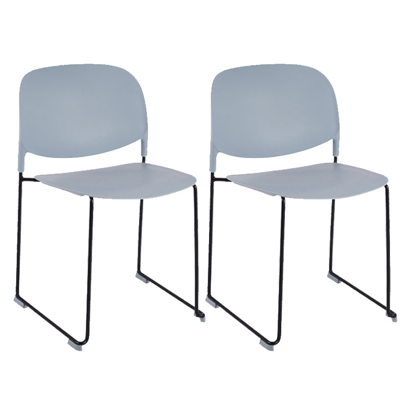 Contemporary Style Armless Chair Plastic Dining Chair with Metal Base