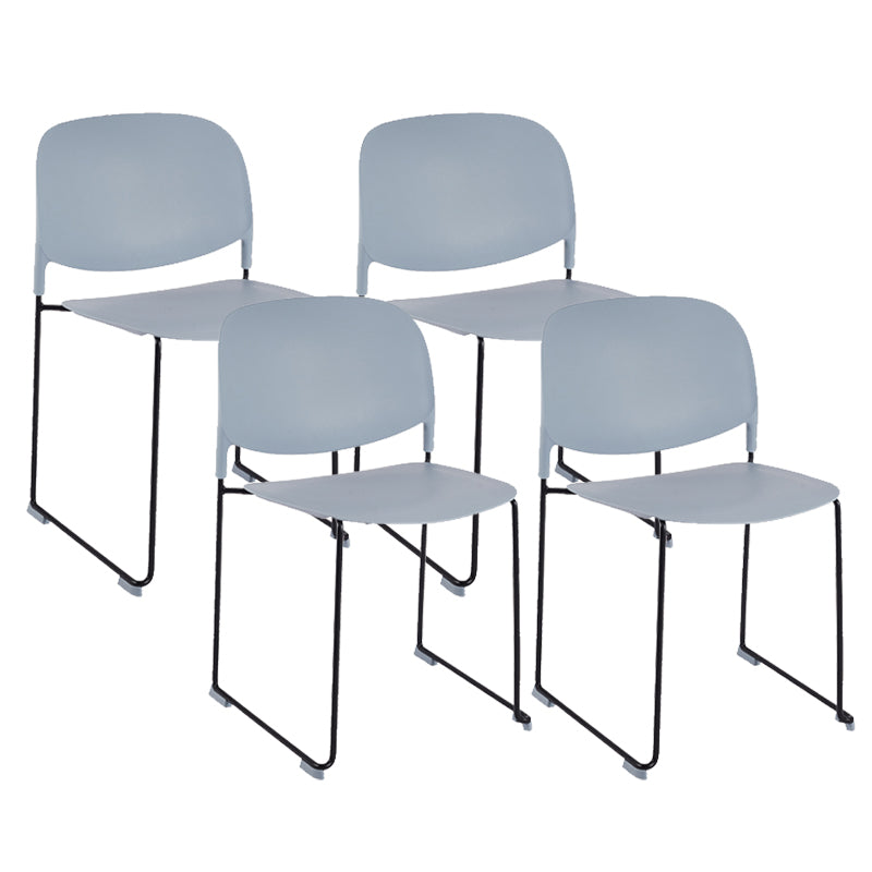 Contemporary Style Armless Chair Plastic Dining Chair with Metal Base