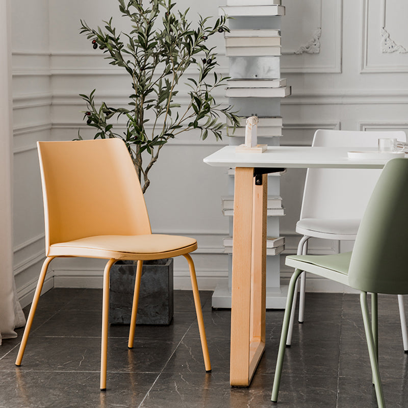 Modern Solid Back Side Chair Plastic Upholstered Armless Chair for Dining Room Clearhalo 'Dining Chairs' 'Dining Tables & Seating' 'dining_chair' 'furn' 'furn_dining_chair' 'Furniture' 'Kitchen & Dining Furniture' 6103970