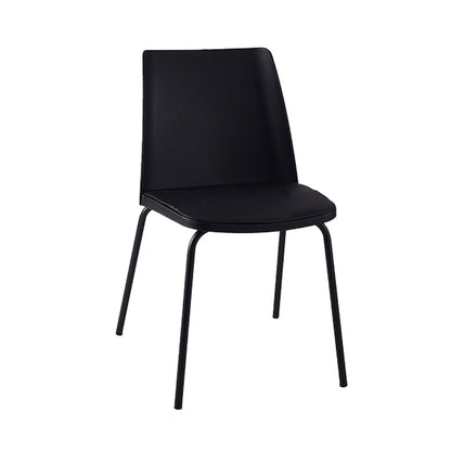 Modern Solid Back Side Chair Plastic Upholstered Armless Chair for Dining Room Black 1 Piece Clearhalo 'Dining Chairs' 'Dining Tables & Seating' 'dining_chair' 'furn' 'furn_dining_chair' 'Furniture' 'Kitchen & Dining Furniture' 6103971