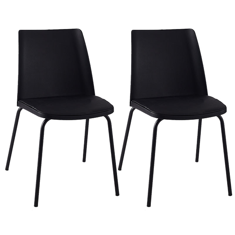 Modern Solid Back Side Chair Plastic Upholstered Armless Chair for Dining Room Black 2 Piece Set Clearhalo 'Dining Chairs' 'Dining Tables & Seating' 'dining_chair' 'furn' 'furn_dining_chair' 'Furniture' 'Kitchen & Dining Furniture' 6103972