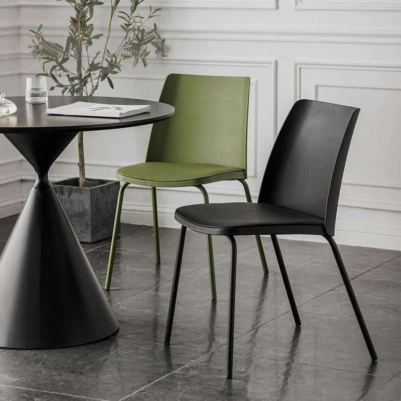 Modern Solid Back Side Chair Plastic Upholstered Armless Chair for Dining Room Clearhalo 'Dining Chairs' 'Dining Tables & Seating' 'dining_chair' 'furn' 'furn_dining_chair' 'Furniture' 'Kitchen & Dining Furniture' 6103974