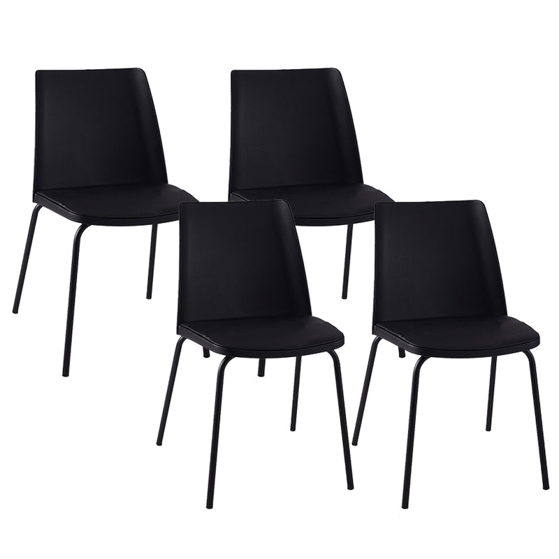 Modern Solid Back Side Chair Plastic Upholstered Armless Chair for Dining Room Black 4 Piece Set Clearhalo 'Dining Chairs' 'Dining Tables & Seating' 'dining_chair' 'furn' 'furn_dining_chair' 'Furniture' 'Kitchen & Dining Furniture' 6103975