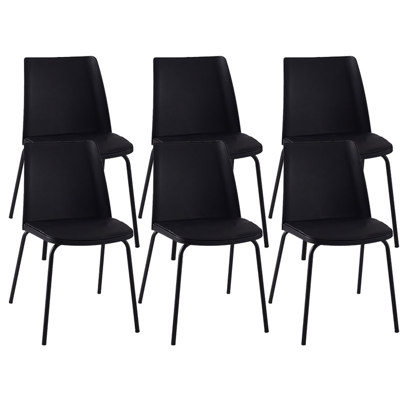 Modern Solid Back Side Chair Plastic Upholstered Armless Chair for Dining Room Black 6 Piece Set Clearhalo 'Dining Chairs' 'Dining Tables & Seating' 'dining_chair' 'furn' 'furn_dining_chair' 'Furniture' 'Kitchen & Dining Furniture' 6103977