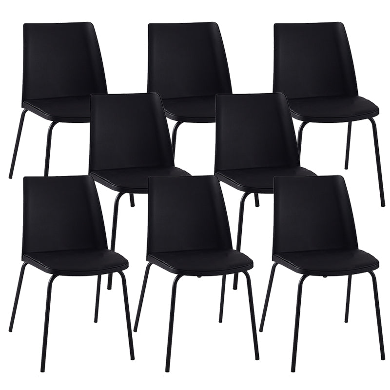 Modern Solid Back Side Chair Plastic Upholstered Armless Chair for Dining Room Black 8 Piece Set Clearhalo 'Dining Chairs' 'Dining Tables & Seating' 'dining_chair' 'furn' 'furn_dining_chair' 'Furniture' 'Kitchen & Dining Furniture' 6103979