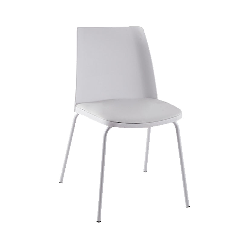 Modern Solid Back Side Chair Plastic Upholstered Armless Chair for Dining Room White 1 Piece Clearhalo 'Dining Chairs' 'Dining Tables & Seating' 'dining_chair' 'furn' 'furn_dining_chair' 'Furniture' 'Kitchen & Dining Furniture' 6103981