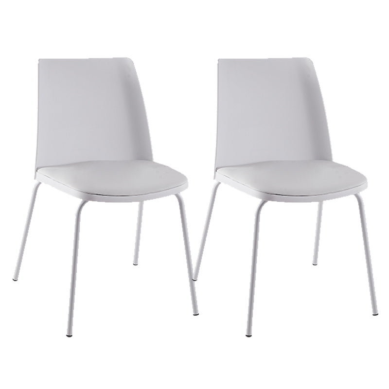 Modern Solid Back Side Chair Plastic Upholstered Armless Chair for Dining Room White 2 Piece Set Clearhalo 'Dining Chairs' 'Dining Tables & Seating' 'dining_chair' 'furn' 'furn_dining_chair' 'Furniture' 'Kitchen & Dining Furniture' 6103982