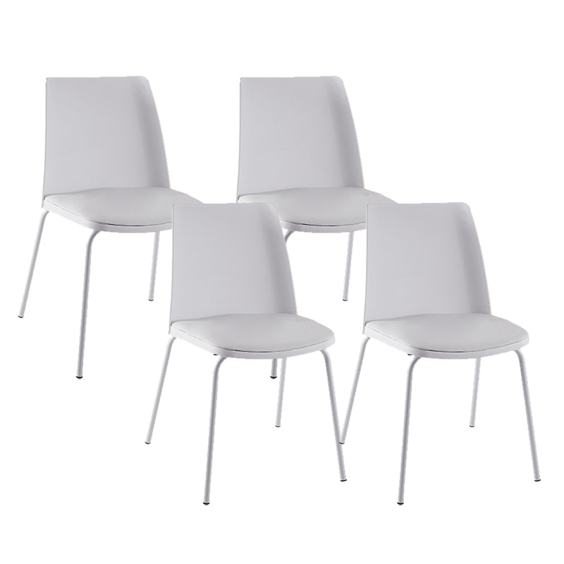 Modern Solid Back Side Chair Plastic Upholstered Armless Chair for Dining Room White 4 Piece Set Clearhalo 'Dining Chairs' 'Dining Tables & Seating' 'dining_chair' 'furn' 'furn_dining_chair' 'Furniture' 'Kitchen & Dining Furniture' 6103984