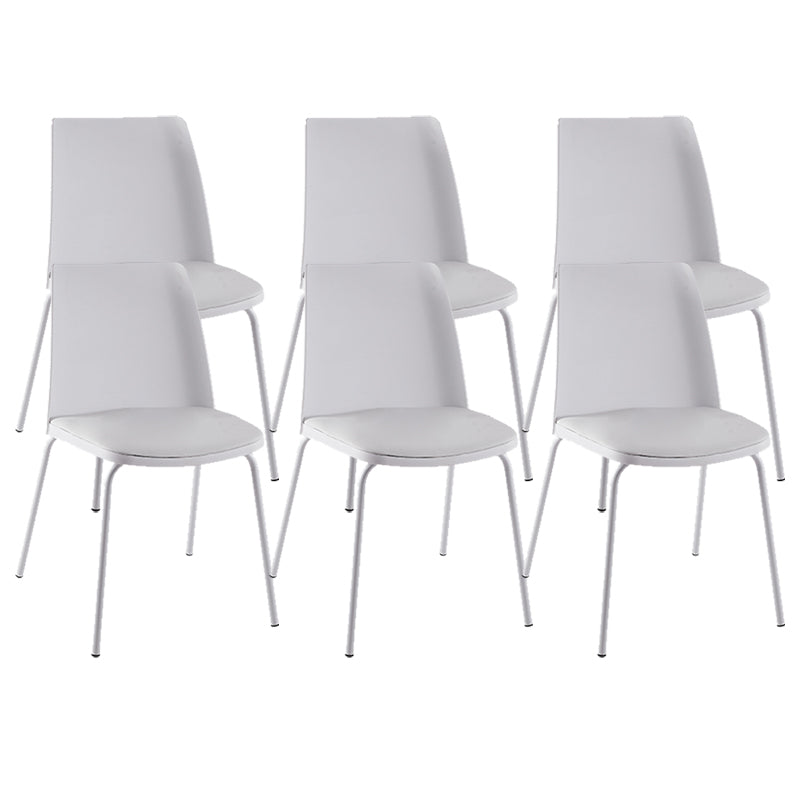 Modern Solid Back Side Chair Plastic Upholstered Armless Chair for Dining Room White 6 Piece Set Clearhalo 'Dining Chairs' 'Dining Tables & Seating' 'dining_chair' 'furn' 'furn_dining_chair' 'Furniture' 'Kitchen & Dining Furniture' 6103986