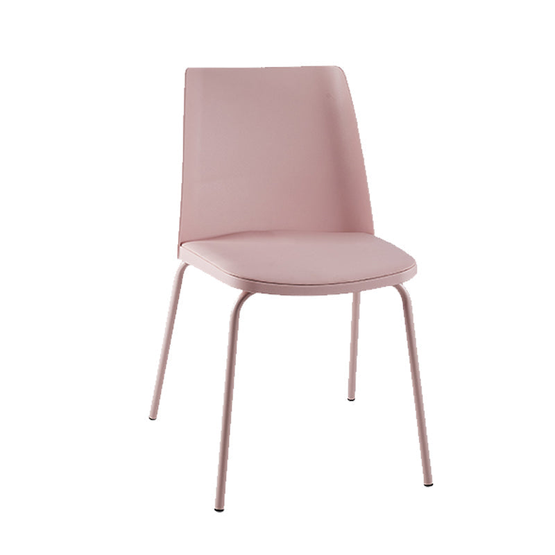 Modern Solid Back Side Chair Plastic Upholstered Armless Chair for Dining Room Pink 1 Piece Clearhalo 'Dining Chairs' 'Dining Tables & Seating' 'dining_chair' 'furn' 'furn_dining_chair' 'Furniture' 'Kitchen & Dining Furniture' 6103990