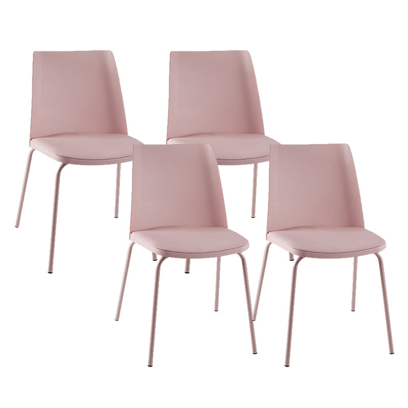 Modern Solid Back Side Chair Plastic Upholstered Armless Chair for Dining Room Pink 4 Piece Set Clearhalo 'Dining Chairs' 'Dining Tables & Seating' 'dining_chair' 'furn' 'furn_dining_chair' 'Furniture' 'Kitchen & Dining Furniture' 6103995