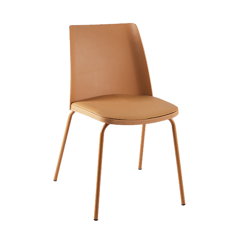 Modern Solid Back Side Chair Plastic Upholstered Armless Chair for Dining Room Yellow 1 Piece Clearhalo 'Dining Chairs' 'Dining Tables & Seating' 'dining_chair' 'furn' 'furn_dining_chair' 'Furniture' 'Kitchen & Dining Furniture' 6103999
