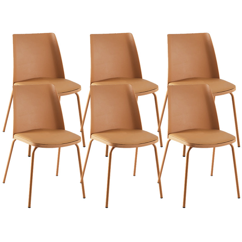 Modern Solid Back Side Chair Plastic Upholstered Armless Chair for Dining Room Yellow 6 Piece Set Clearhalo 'Dining Chairs' 'Dining Tables & Seating' 'dining_chair' 'furn' 'furn_dining_chair' 'Furniture' 'Kitchen & Dining Furniture' 6104002
