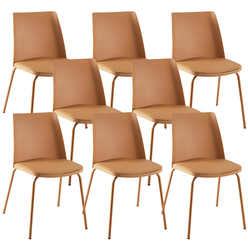 Modern Solid Back Side Chair Plastic Upholstered Armless Chair for Dining Room Yellow 8 Piece Set Clearhalo 'Dining Chairs' 'Dining Tables & Seating' 'dining_chair' 'furn' 'furn_dining_chair' 'Furniture' 'Kitchen & Dining Furniture' 6104003