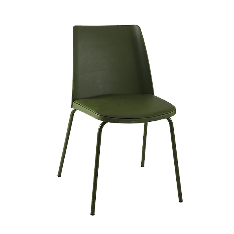 Modern Solid Back Side Chair Plastic Upholstered Armless Chair for Dining Room Army Green 1 Piece Clearhalo 'Dining Chairs' 'Dining Tables & Seating' 'dining_chair' 'furn' 'furn_dining_chair' 'Furniture' 'Kitchen & Dining Furniture' 6104004
