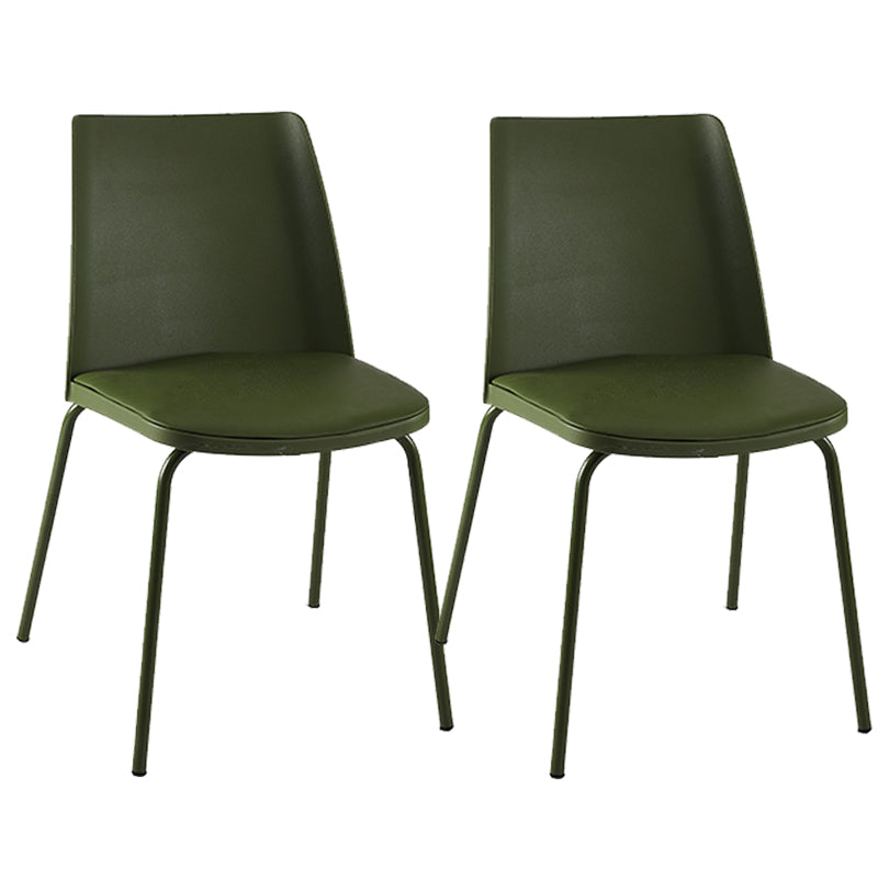 Modern Solid Back Side Chair Plastic Upholstered Armless Chair for Dining Room Army Green 2 Piece Set Clearhalo 'Dining Chairs' 'Dining Tables & Seating' 'dining_chair' 'furn' 'furn_dining_chair' 'Furniture' 'Kitchen & Dining Furniture' 6104005
