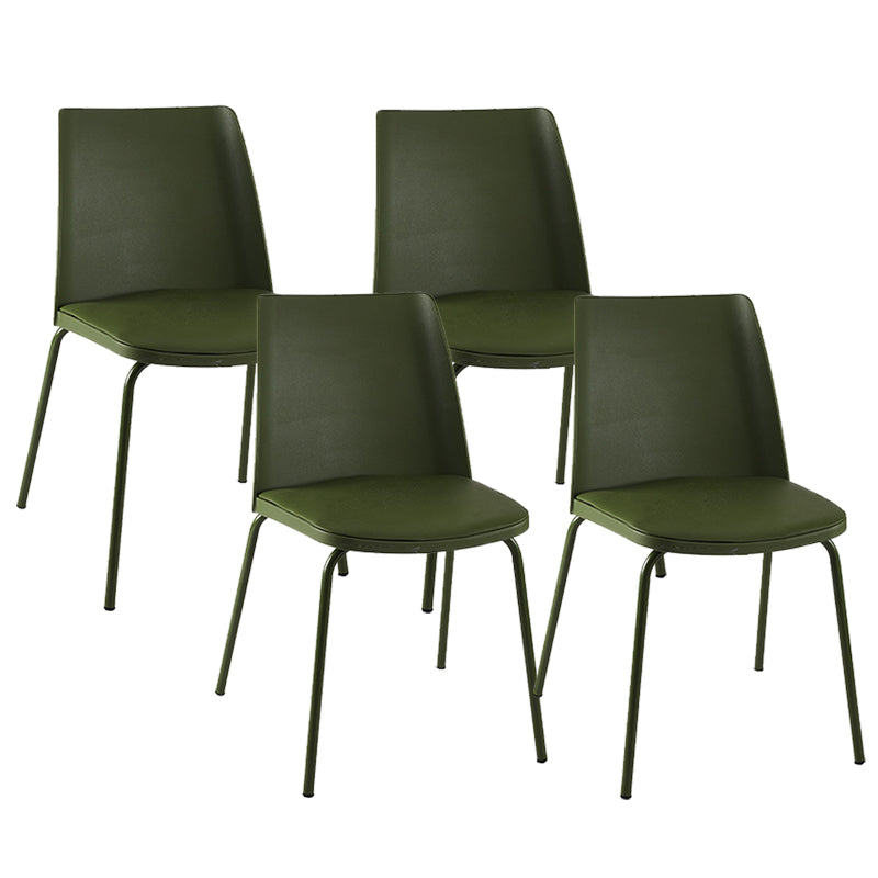 Modern Solid Back Side Chair Plastic Upholstered Armless Chair for Dining Room Army Green 4 Piece Set Clearhalo 'Dining Chairs' 'Dining Tables & Seating' 'dining_chair' 'furn' 'furn_dining_chair' 'Furniture' 'Kitchen & Dining Furniture' 6104006