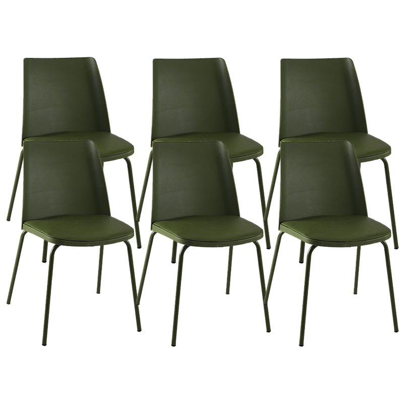 Modern Solid Back Side Chair Plastic Upholstered Armless Chair for Dining Room Army Green 6 Piece Set Clearhalo 'Dining Chairs' 'Dining Tables & Seating' 'dining_chair' 'furn' 'furn_dining_chair' 'Furniture' 'Kitchen & Dining Furniture' 6104007
