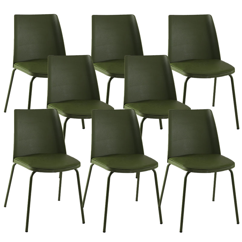 Modern Solid Back Side Chair Plastic Upholstered Armless Chair for Dining Room Army Green 8 Piece Set Clearhalo 'Dining Chairs' 'Dining Tables & Seating' 'dining_chair' 'furn' 'furn_dining_chair' 'Furniture' 'Kitchen & Dining Furniture' 6104008