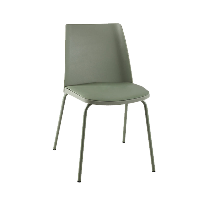 Modern Solid Back Side Chair Plastic Upholstered Armless Chair for Dining Room Green 1 Piece Clearhalo 'Dining Chairs' 'Dining Tables & Seating' 'dining_chair' 'furn' 'furn_dining_chair' 'Furniture' 'Kitchen & Dining Furniture' 6104009