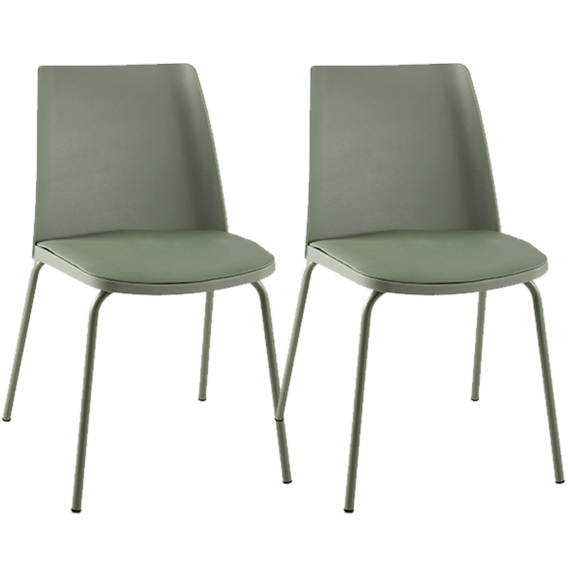 Modern Solid Back Side Chair Plastic Upholstered Armless Chair for Dining Room Green 2 Piece Set Clearhalo 'Dining Chairs' 'Dining Tables & Seating' 'dining_chair' 'furn' 'furn_dining_chair' 'Furniture' 'Kitchen & Dining Furniture' 6104010