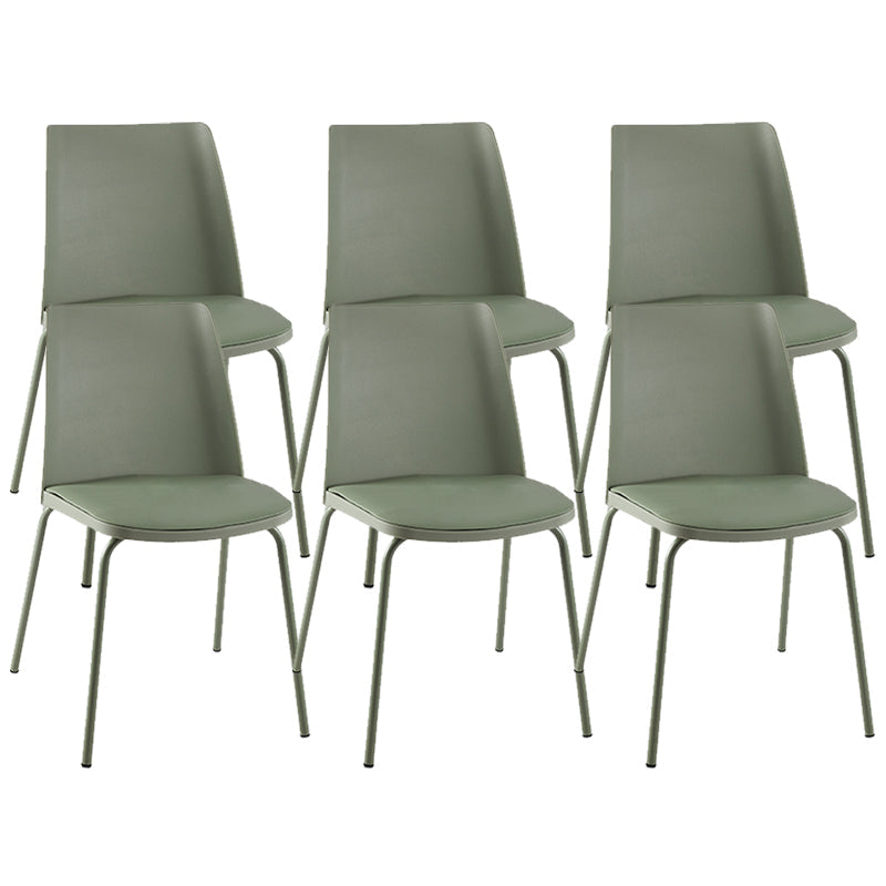 Modern Solid Back Side Chair Plastic Upholstered Armless Chair for Dining Room Green 6 Piece Set Clearhalo 'Dining Chairs' 'Dining Tables & Seating' 'dining_chair' 'furn' 'furn_dining_chair' 'Furniture' 'Kitchen & Dining Furniture' 6104012