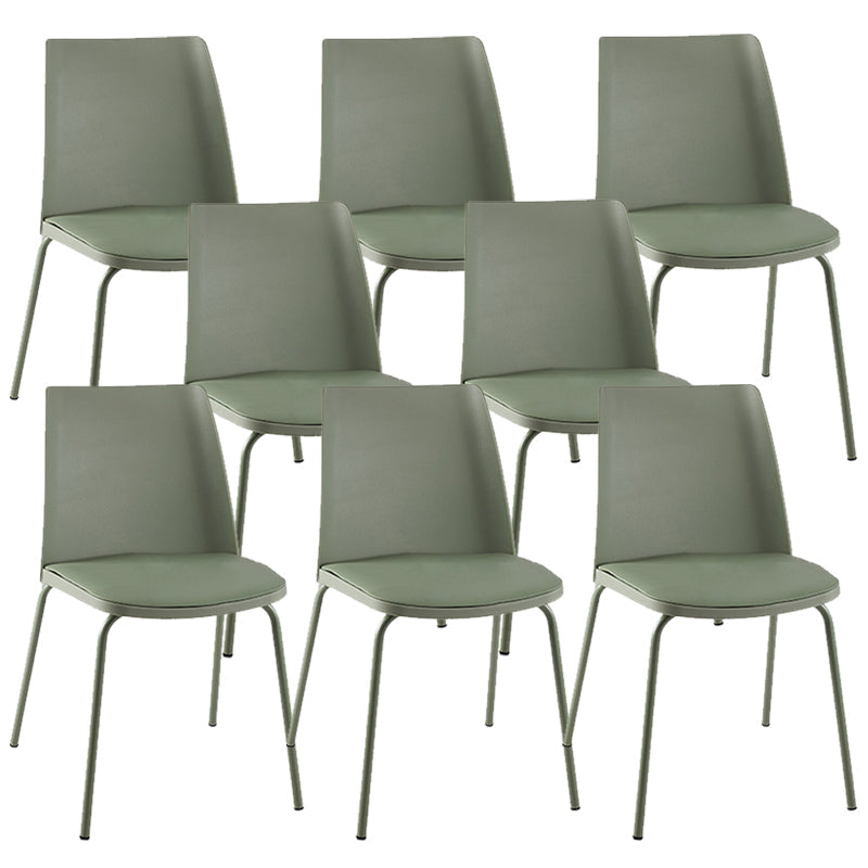 Modern Solid Back Side Chair Plastic Upholstered Armless Chair for Dining Room Green 8 Piece Set Clearhalo 'Dining Chairs' 'Dining Tables & Seating' 'dining_chair' 'furn' 'furn_dining_chair' 'Furniture' 'Kitchen & Dining Furniture' 6104013