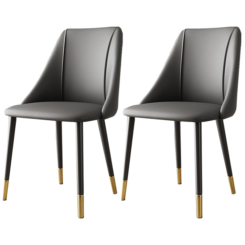 Glam Upholstered Dining Side Chair Faux Leather and Metal Dining Chair Grey 2 Piece Set Clearhalo 'Dining Chairs' 'Dining Tables & Seating' 'dining_chair' 'furn' 'furn_dining_chair' 'Furniture' 'Kitchen & Dining Furniture' 6104016