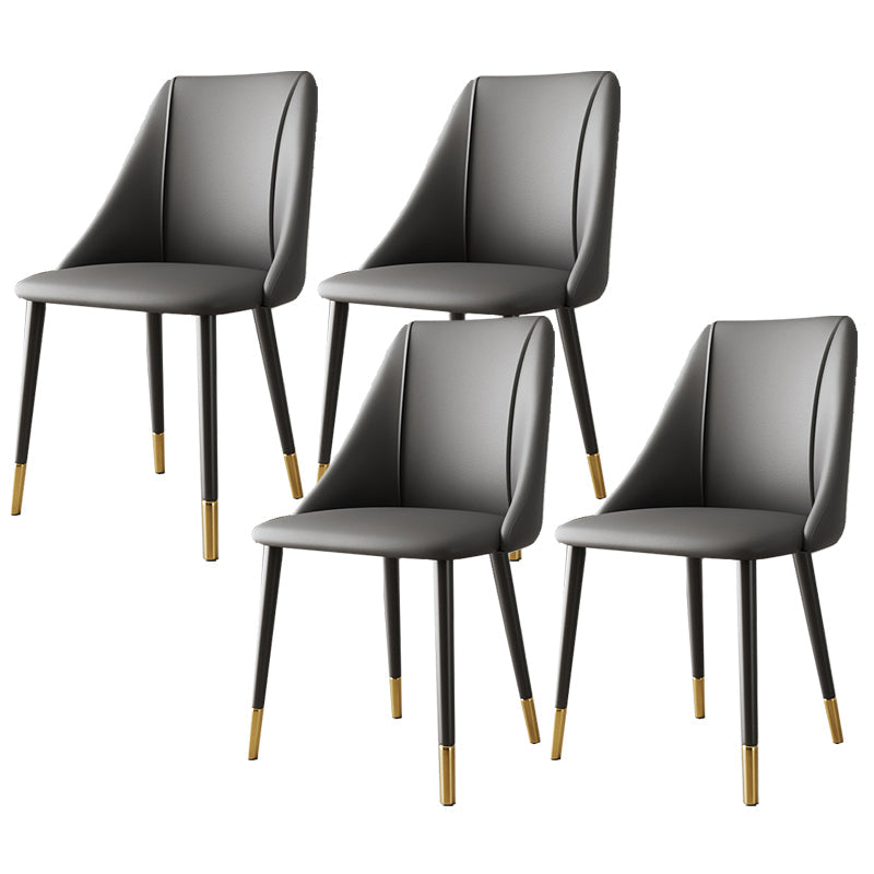 Glam Upholstered Dining Side Chair Faux Leather and Metal Dining Chair Grey 4 Piece Set Clearhalo 'Dining Chairs' 'Dining Tables & Seating' 'dining_chair' 'furn' 'furn_dining_chair' 'Furniture' 'Kitchen & Dining Furniture' 6104019