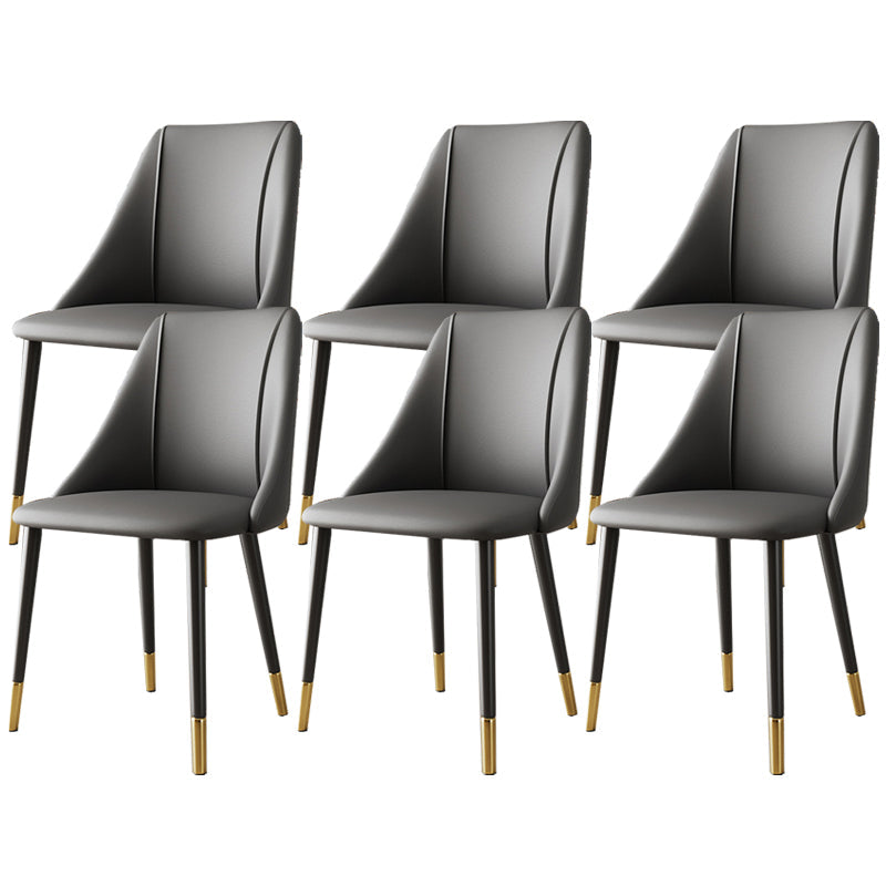 Glam Upholstered Dining Side Chair Faux Leather and Metal Dining Chair Grey 6 Piece Set Clearhalo 'Dining Chairs' 'Dining Tables & Seating' 'dining_chair' 'furn' 'furn_dining_chair' 'Furniture' 'Kitchen & Dining Furniture' 6104020