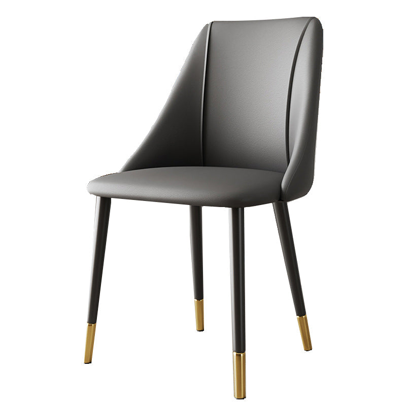 Glam Upholstered Dining Side Chair Faux Leather and Metal Dining Chair Clearhalo 'Dining Chairs' 'Dining Tables & Seating' 'dining_chair' 'furn' 'furn_dining_chair' 'Furniture' 'Kitchen & Dining Furniture' 6104022