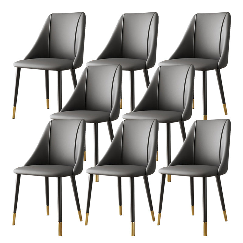 Glam Upholstered Dining Side Chair Faux Leather and Metal Dining Chair Grey 8 Piece Set Clearhalo 'Dining Chairs' 'Dining Tables & Seating' 'dining_chair' 'furn' 'furn_dining_chair' 'Furniture' 'Kitchen & Dining Furniture' 6104023