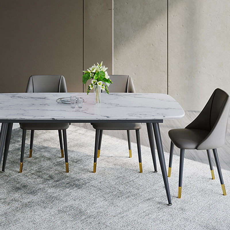 Glam Upholstered Dining Side Chair Faux Leather and Metal Dining Chair Clearhalo 'Dining Chairs' 'Dining Tables & Seating' 'dining_chair' 'furn' 'furn_dining_chair' 'Furniture' 'Kitchen & Dining Furniture' 6104024