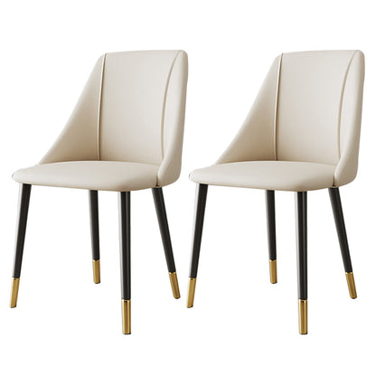 Glam Upholstered Dining Side Chair Faux Leather and Metal Dining Chair White 2 Piece Set Clearhalo 'Dining Chairs' 'Dining Tables & Seating' 'dining_chair' 'furn' 'furn_dining_chair' 'Furniture' 'Kitchen & Dining Furniture' 6104025
