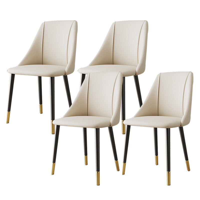 Glam Upholstered Dining Side Chair Faux Leather and Metal Dining Chair White 4 Piece Set Clearhalo 'Dining Chairs' 'Dining Tables & Seating' 'dining_chair' 'furn' 'furn_dining_chair' 'Furniture' 'Kitchen & Dining Furniture' 6104028