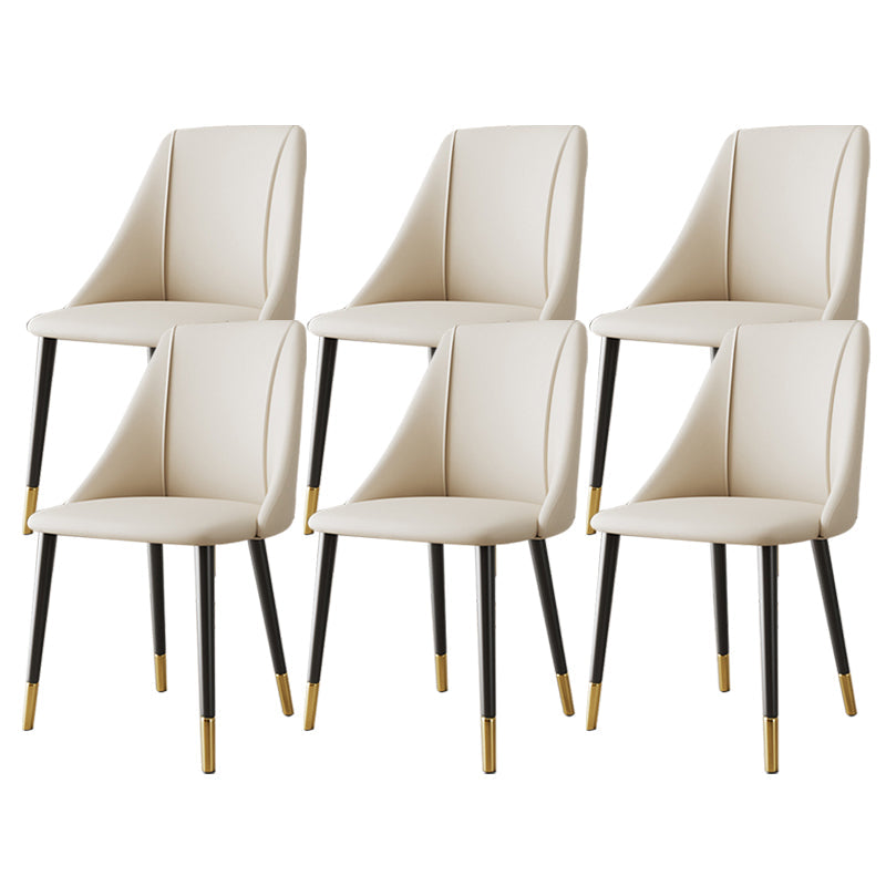 Glam Upholstered Dining Side Chair Faux Leather and Metal Dining Chair White 6 Piece Set Clearhalo 'Dining Chairs' 'Dining Tables & Seating' 'dining_chair' 'furn' 'furn_dining_chair' 'Furniture' 'Kitchen & Dining Furniture' 6104030