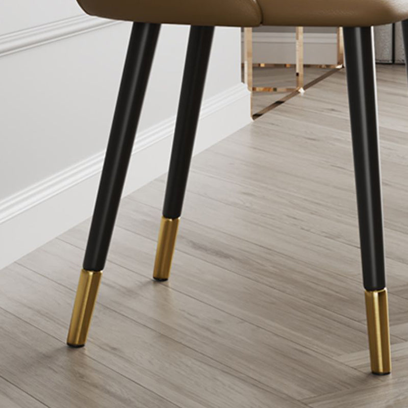 Glam Upholstered Dining Side Chair Faux Leather and Metal Dining Chair Clearhalo 'Dining Chairs' 'Dining Tables & Seating' 'dining_chair' 'furn' 'furn_dining_chair' 'Furniture' 'Kitchen & Dining Furniture' 6104032