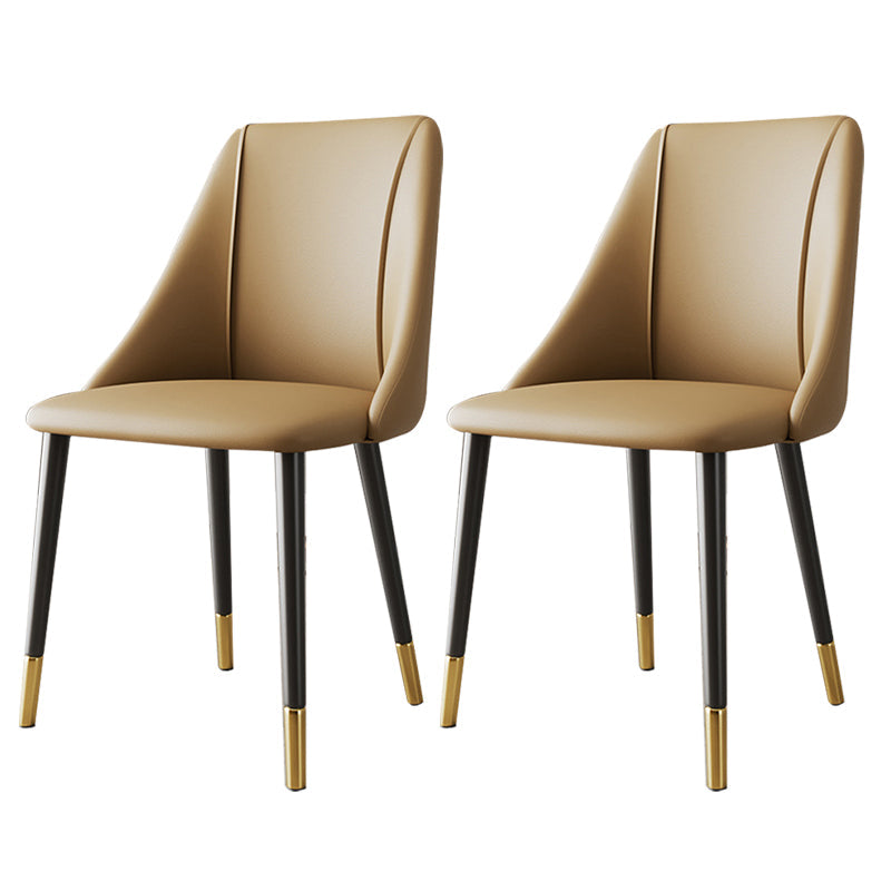 Glam Upholstered Dining Side Chair Faux Leather and Metal Dining Chair Yellow 2 Piece Set Clearhalo 'Dining Chairs' 'Dining Tables & Seating' 'dining_chair' 'furn' 'furn_dining_chair' 'Furniture' 'Kitchen & Dining Furniture' 6104035