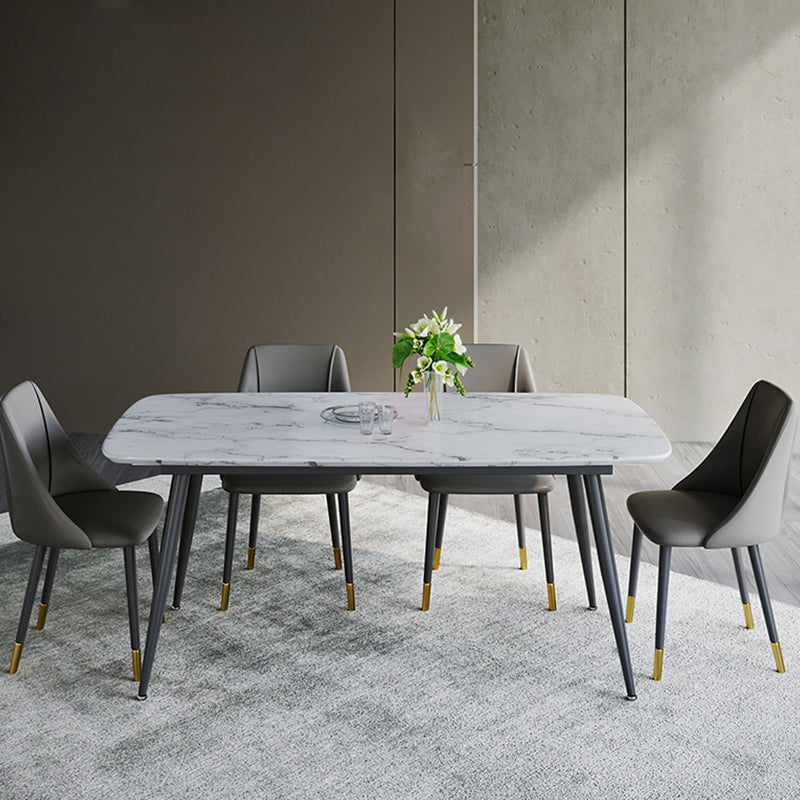 Glam Upholstered Dining Side Chair Faux Leather and Metal Dining Chair Clearhalo 'Dining Chairs' 'Dining Tables & Seating' 'dining_chair' 'furn' 'furn_dining_chair' 'Furniture' 'Kitchen & Dining Furniture' 6104036