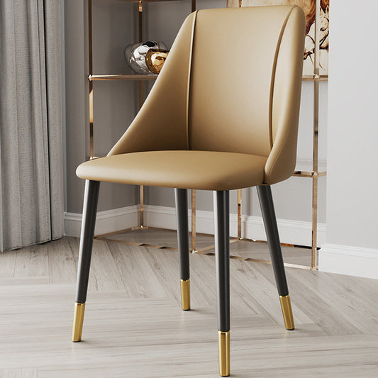 Glam Upholstered Dining Side Chair Faux Leather and Metal Dining Chair Clearhalo 'Dining Chairs' 'Dining Tables & Seating' 'dining_chair' 'furn' 'furn_dining_chair' 'Furniture' 'Kitchen & Dining Furniture' 6104041