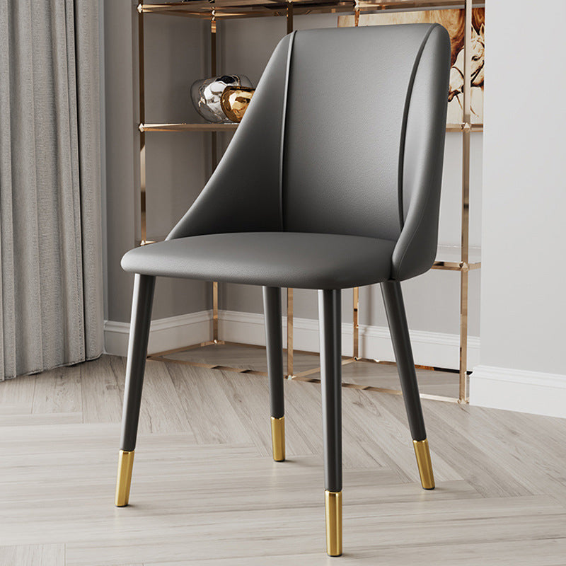 Glam Upholstered Dining Side Chair Faux Leather and Metal Dining Chair Clearhalo 'Dining Chairs' 'Dining Tables & Seating' 'dining_chair' 'furn' 'furn_dining_chair' 'Furniture' 'Kitchen & Dining Furniture' 6104043