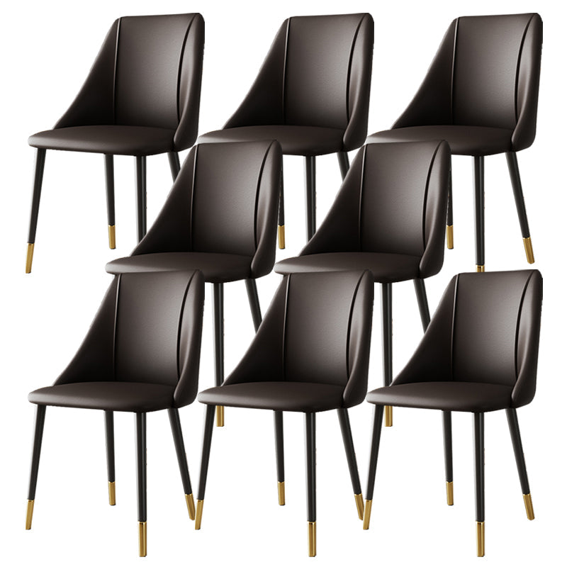 Glam Upholstered Dining Side Chair Faux Leather and Metal Dining Chair Brown 8 Piece Set Clearhalo 'Dining Chairs' 'Dining Tables & Seating' 'dining_chair' 'furn' 'furn_dining_chair' 'Furniture' 'Kitchen & Dining Furniture' 6104047