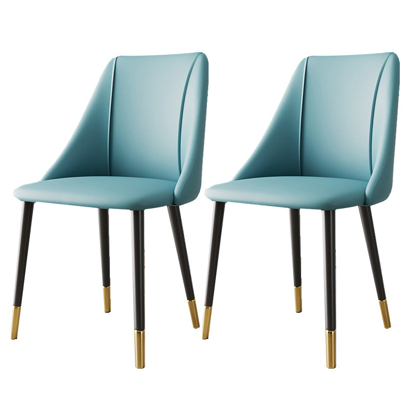Glam Upholstered Dining Side Chair Faux Leather and Metal Dining Chair Blue 2 Piece Set Clearhalo 'Dining Chairs' 'Dining Tables & Seating' 'dining_chair' 'furn' 'furn_dining_chair' 'Furniture' 'Kitchen & Dining Furniture' 6104048