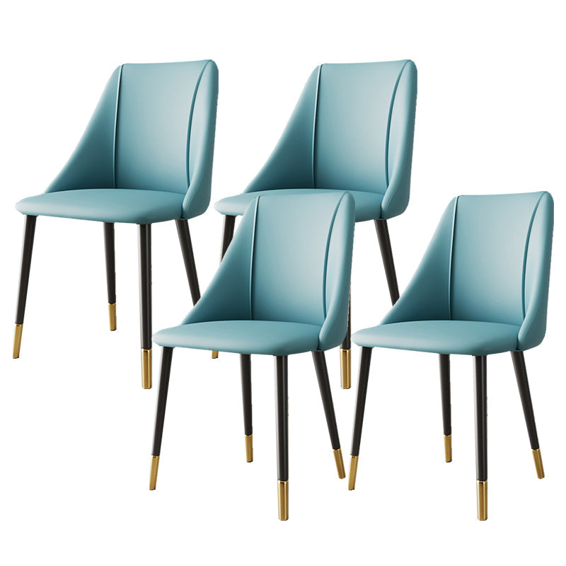 Glam Upholstered Dining Side Chair Faux Leather and Metal Dining Chair Blue 4 Piece Set Clearhalo 'Dining Chairs' 'Dining Tables & Seating' 'dining_chair' 'furn' 'furn_dining_chair' 'Furniture' 'Kitchen & Dining Furniture' 6104049
